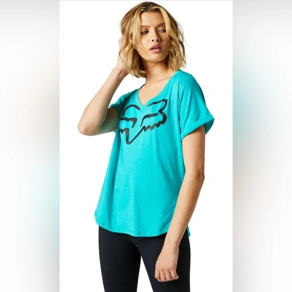 FOX Racing Women’s Boundary Short Sleeve Top Size Small Teal - Picture 3 of 7